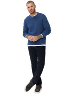 Brax Roy crew neck jumper in Steel Blue - outfit view