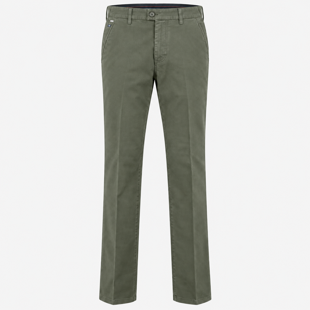 Brühl Leeds Stretch Cotton Chinos in Green – front product view