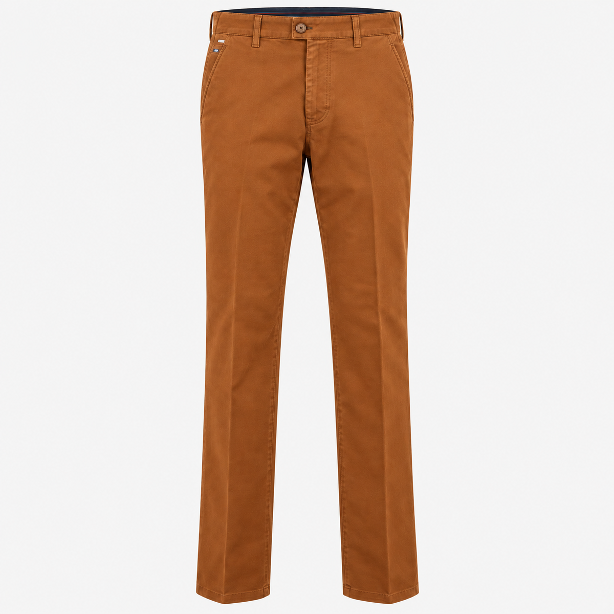 Brühl Leeds Stretch Cotton Chinos in Terracotta – front product view