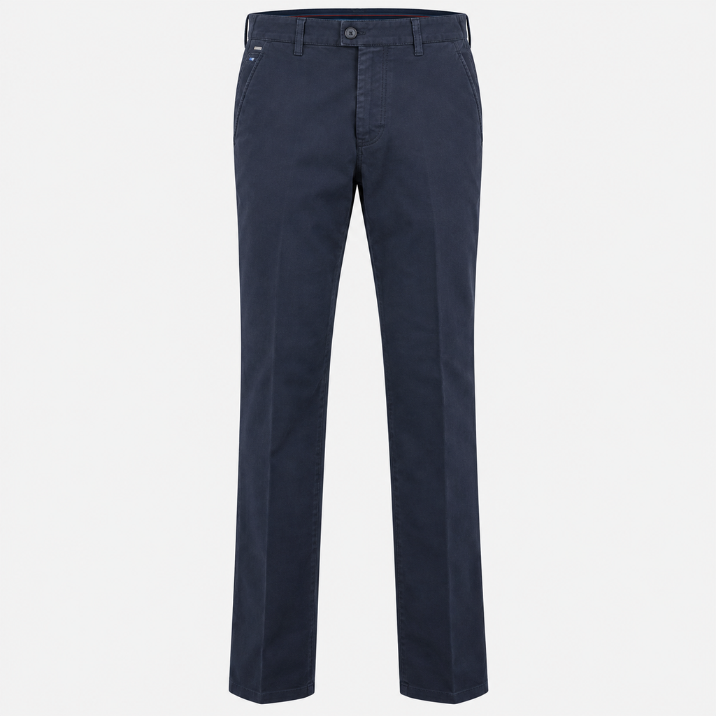 Brühl Parma B Cotton-Blend Chinos in Marine – front product view