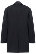 Navy Wool Blend Revere Collar Coat – back view