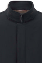 Bugatti Stand Collar Poplin Coat in navy – detail view