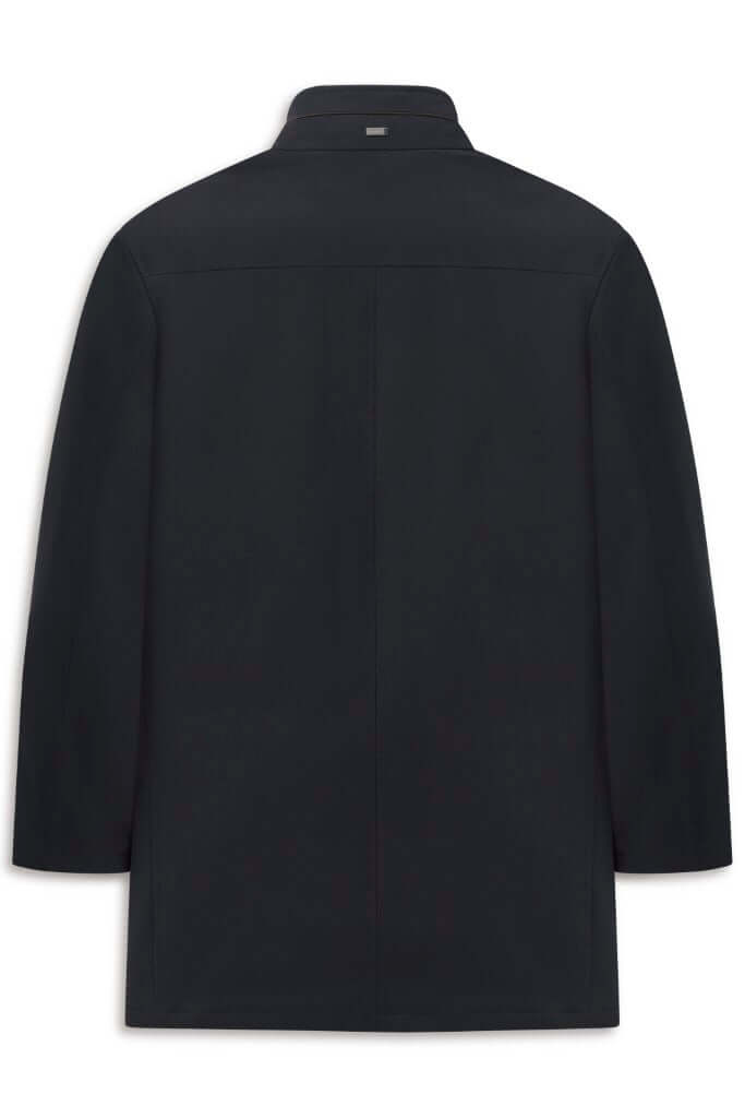 Bugatti Stand Collar Poplin Coat in navy – back view