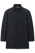 Bugatti Stand Collar Poplin Coat in navy – front view