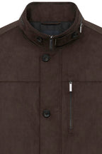 Brown Zip and Button Blouson Jacket – detail view