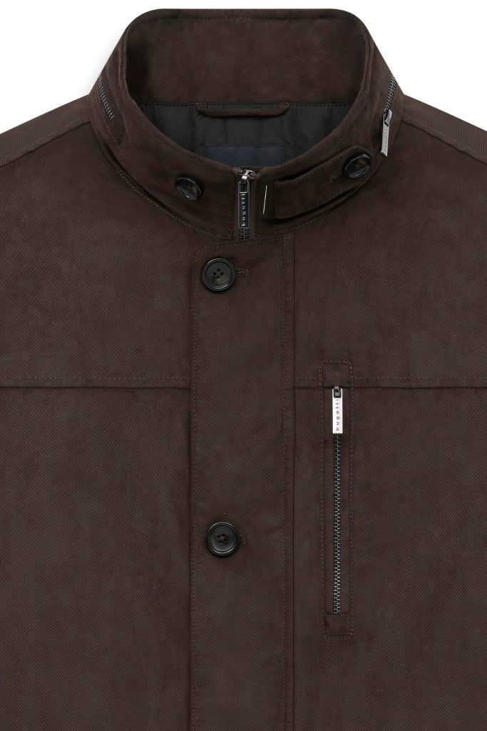 Brown Zip and Button Blouson Jacket – detail view