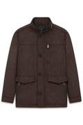Brown Zip and Button Blouson Jacket – front view