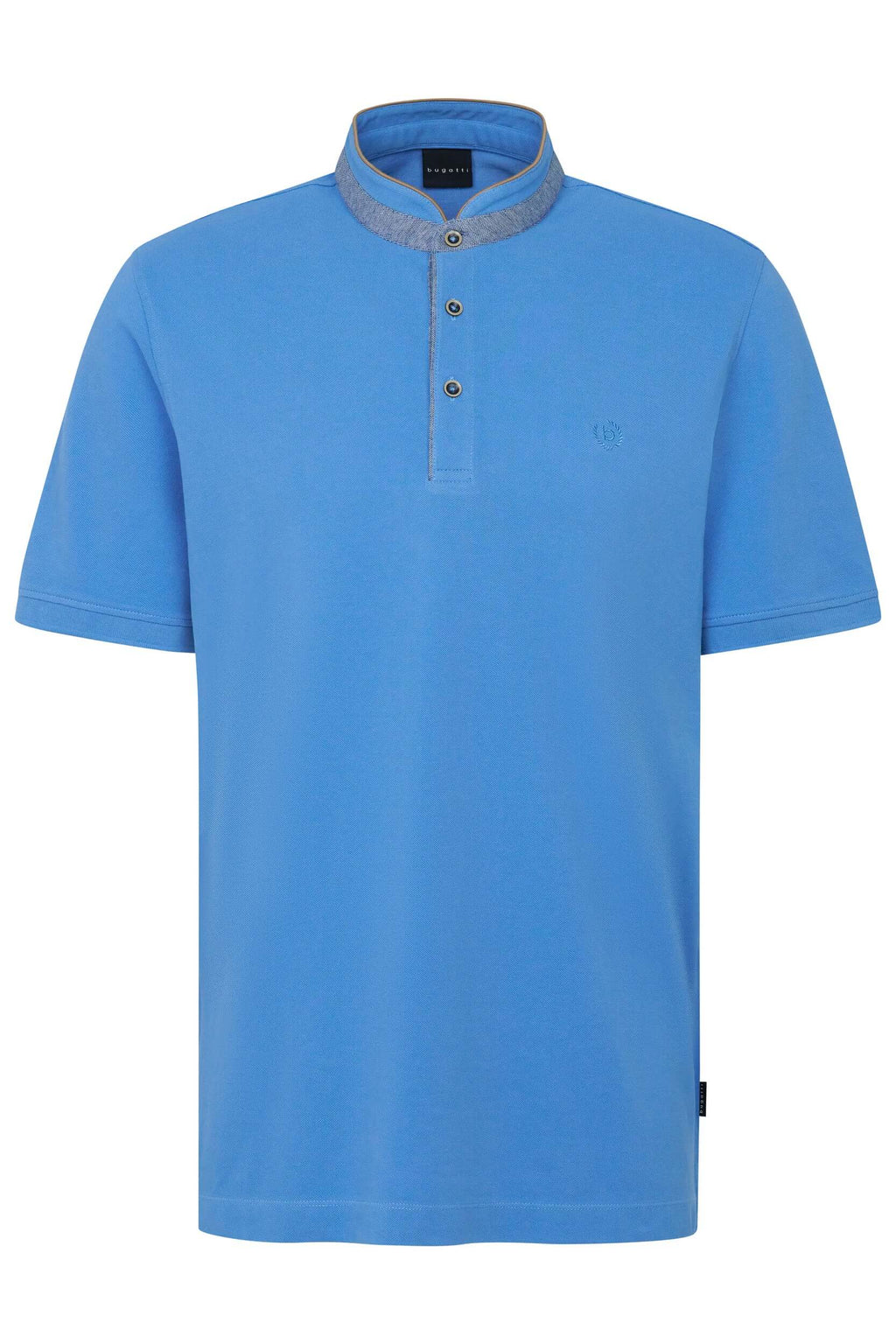 Bugatti Stand Collar Polo Shirt in Blue