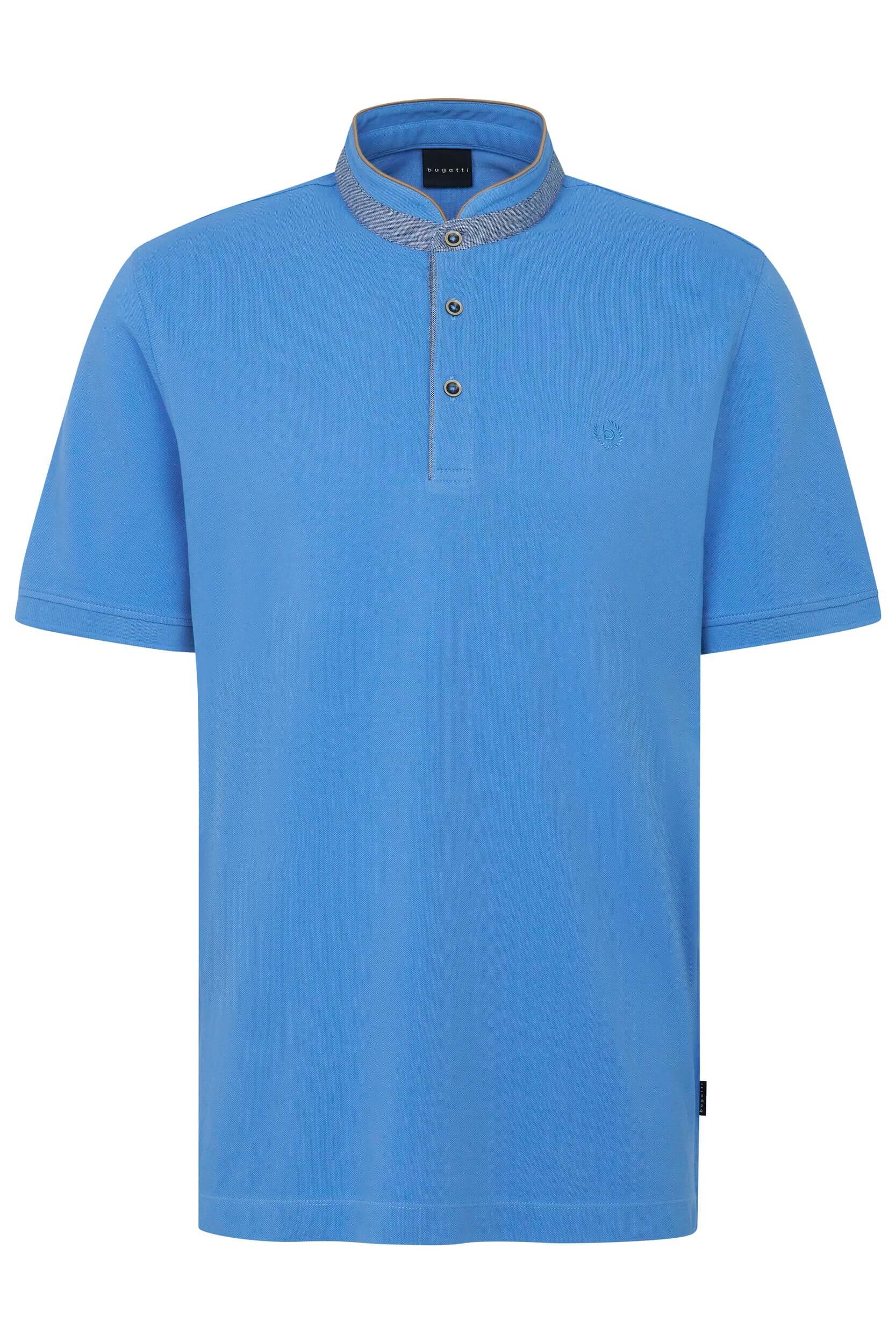 Bugatti Stand Collar Polo Shirt in Blue
