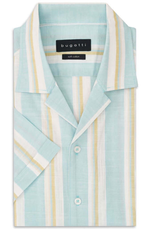 Bugatti Aqua Stripe Resort Shirt – front product view