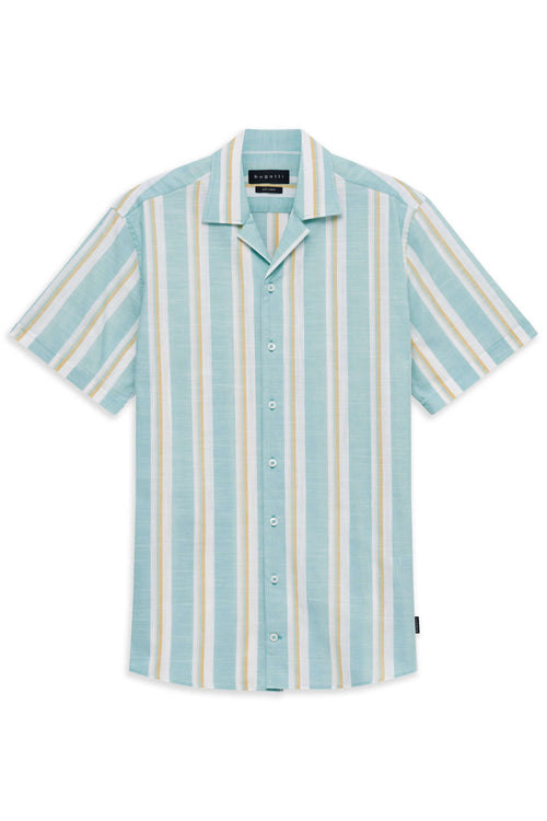 Bugatti Aqua Stripe Resort Shirt – alternate front view