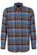Bugatti - Check Shirt - Colour: Petrol / Brown