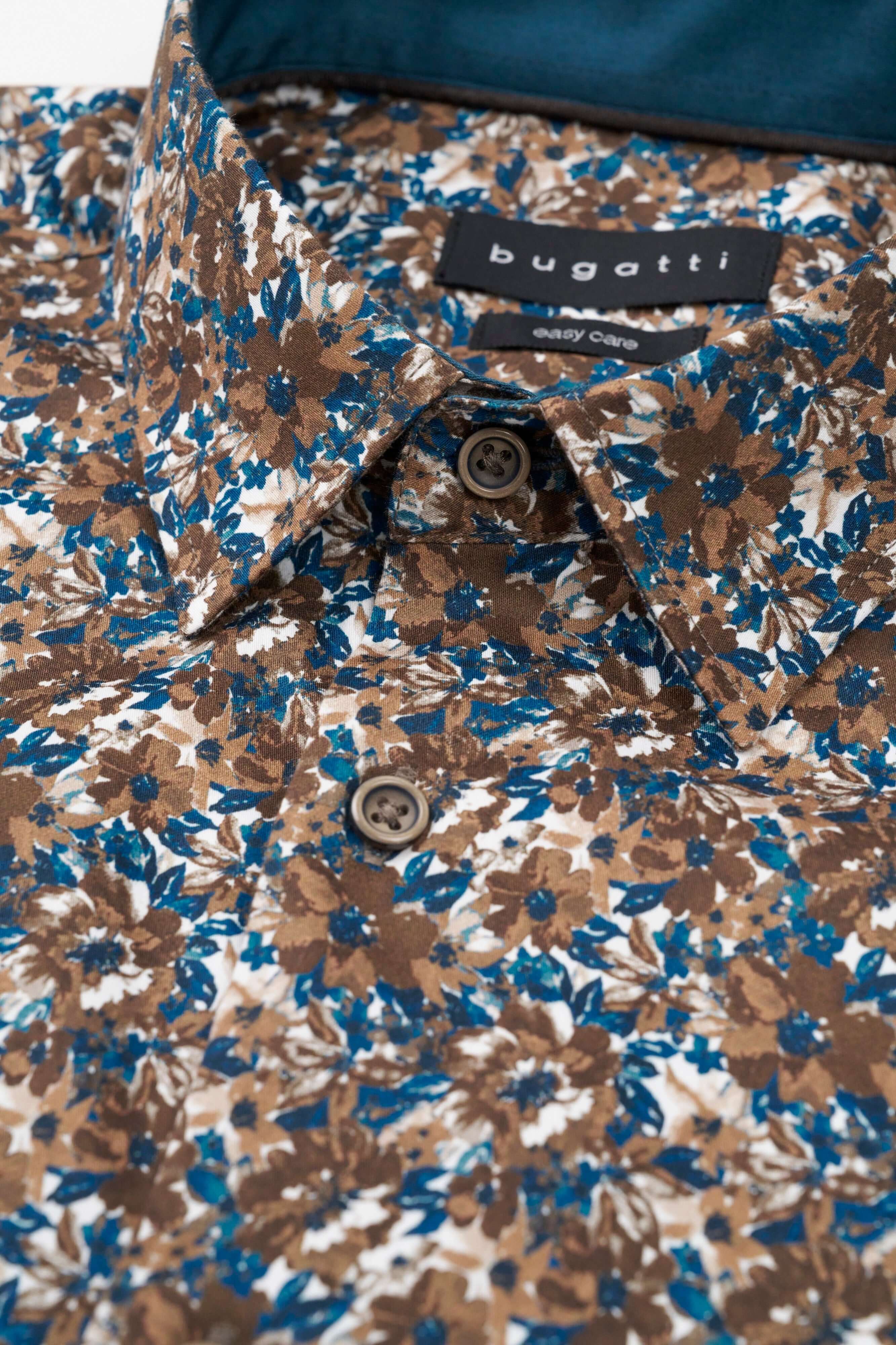 Bugatti - Print Shirt - Colour: Brown / Blue