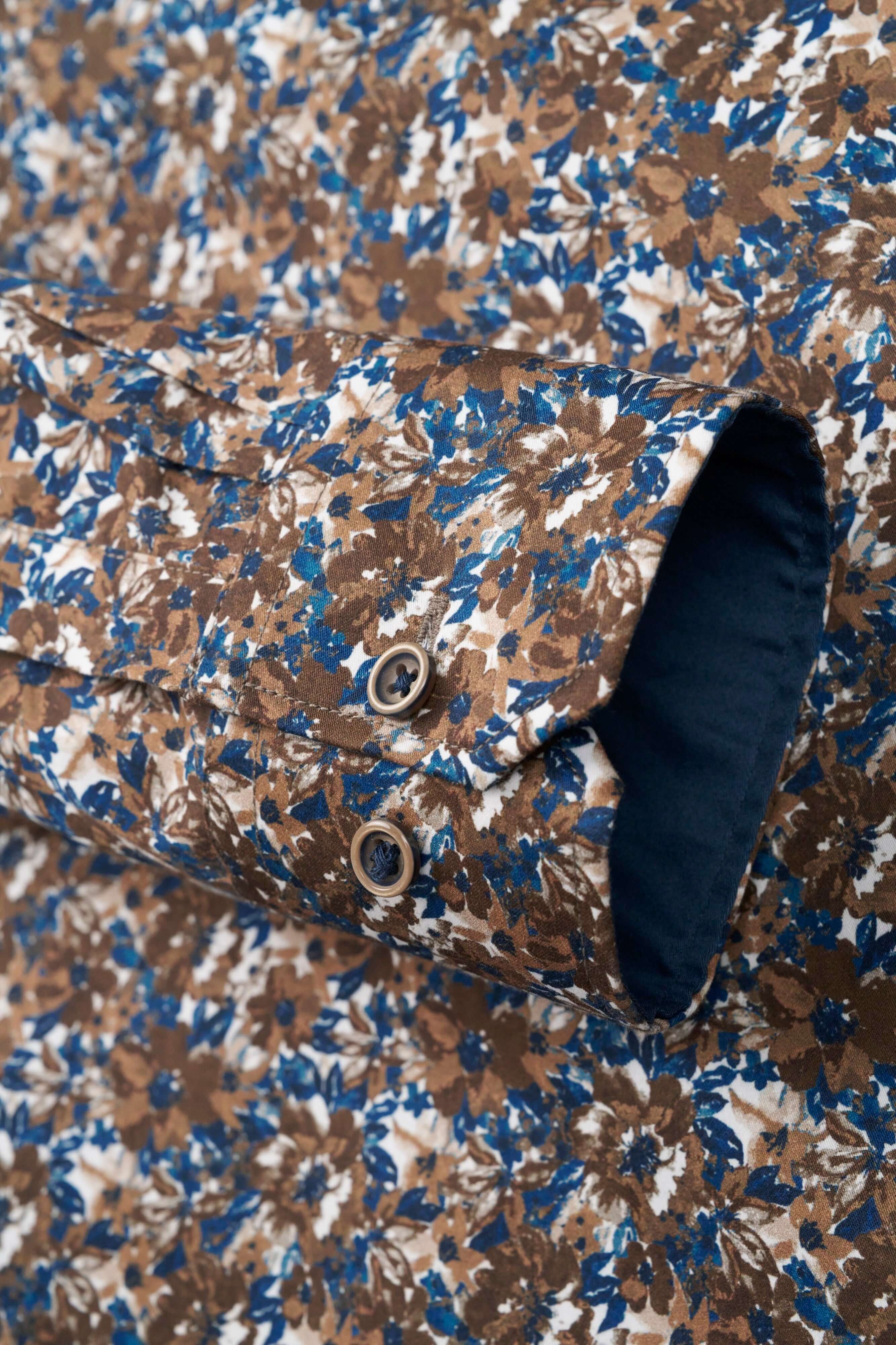 Bugatti - Print Shirt - Colour: Brown / Blue
