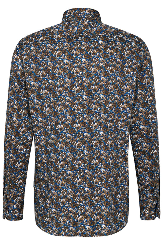 Bugatti - Print Shirt - Colour: Brown / Blue