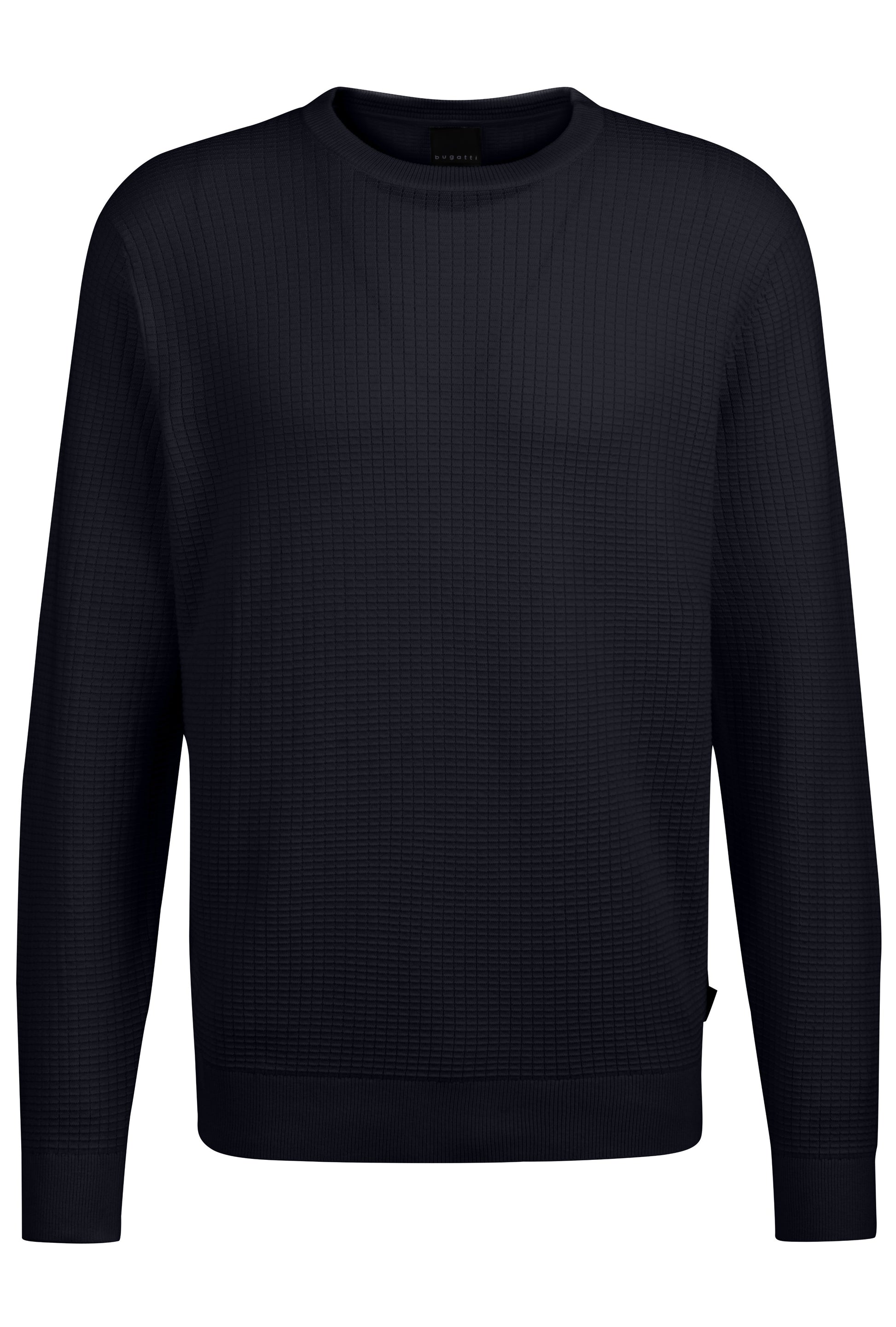 Bugatti - Textured Crew Neck Pullover - Colour: Navy