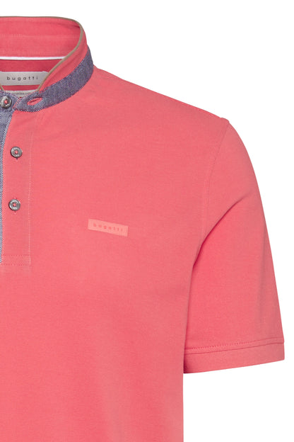 Bugatti - Stand Collar Polo Shirt - Colour: Coral