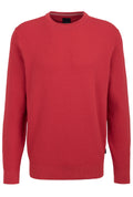 Bugatti - Textured Crew Neck Pullover - Colour: Red