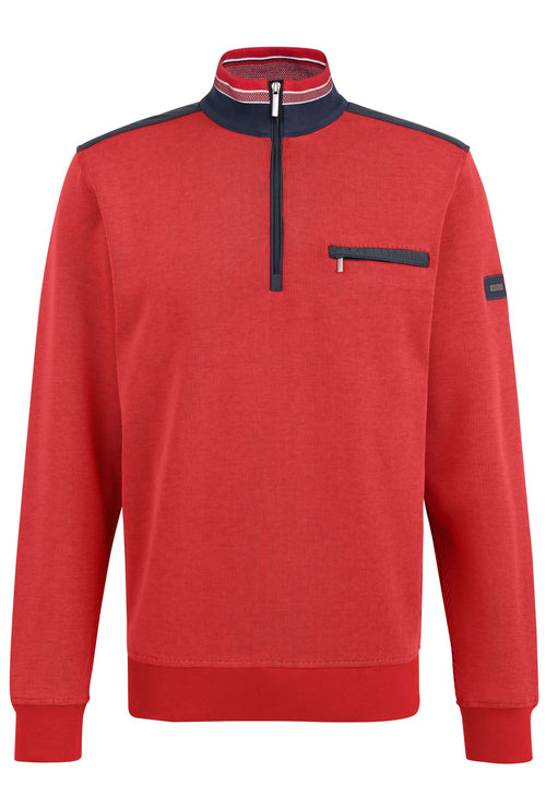 Bugatti - 1/4 Zip Pullover - Colour: Red