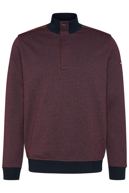 Bugatti - 1/4 Zip Pullover - Colour: Red Marl