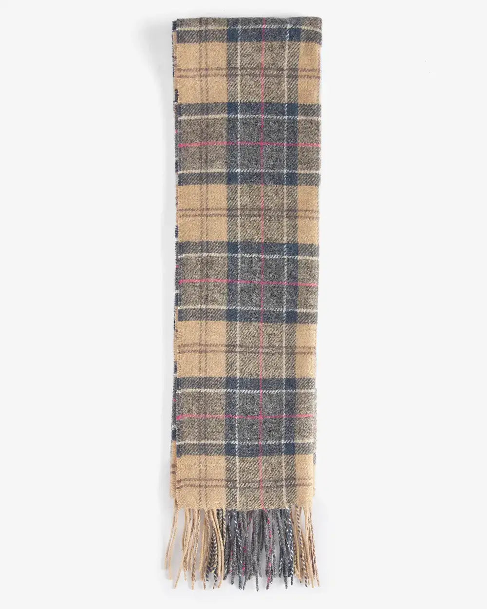 Barbour Dress Tartan lambswool scarf, weave and fringe detail