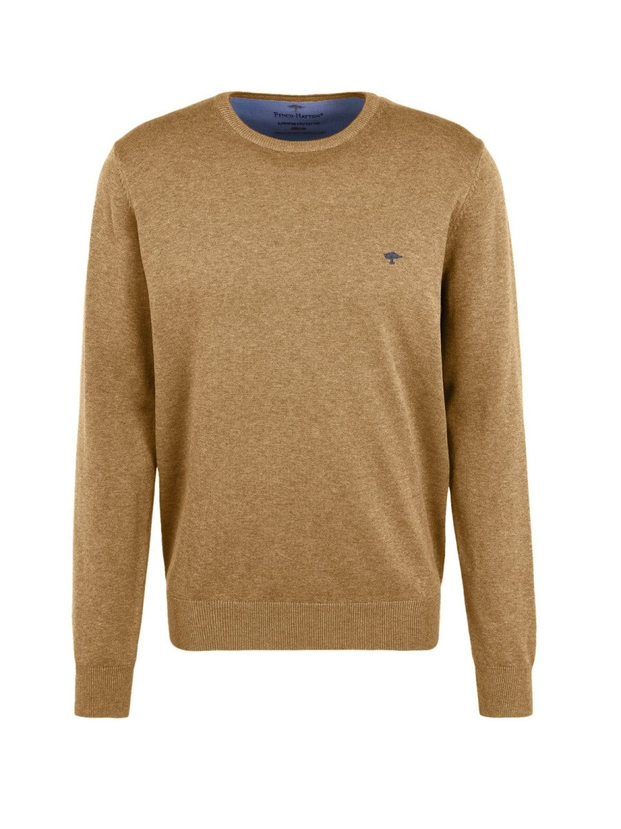 Fynch Hatton - Crew Neck Pullover | Cotton - Colour: Sand