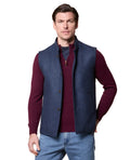 Magee Cavan Donegal Tweed Gilet in Blue Herringbone – front view