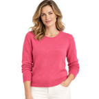 Massoti ladies lambswool crew neck jumper in Pink – model front view