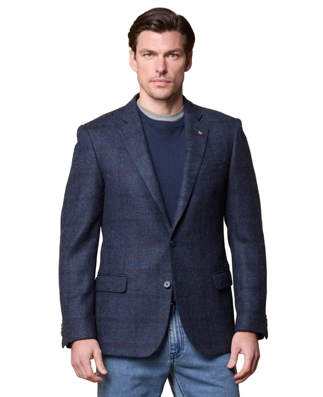 Magee Ennis Blazer in Blue Broken Check – front view