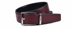 Miguel Bellido reversible 32mm leather belt in oxblood – coiled front view