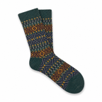 Pantherella Beck racing green fleck Fairisle socks with maroon and navy pattern