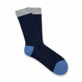 Pantherella Thornham navy fleck socks with contrasting blue heel and toe