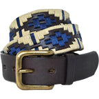 Pioneros - Polo Belt | 3 Colour | Diamond Stripe - Colour: Beige with Navy Stripe and Blue Diamond