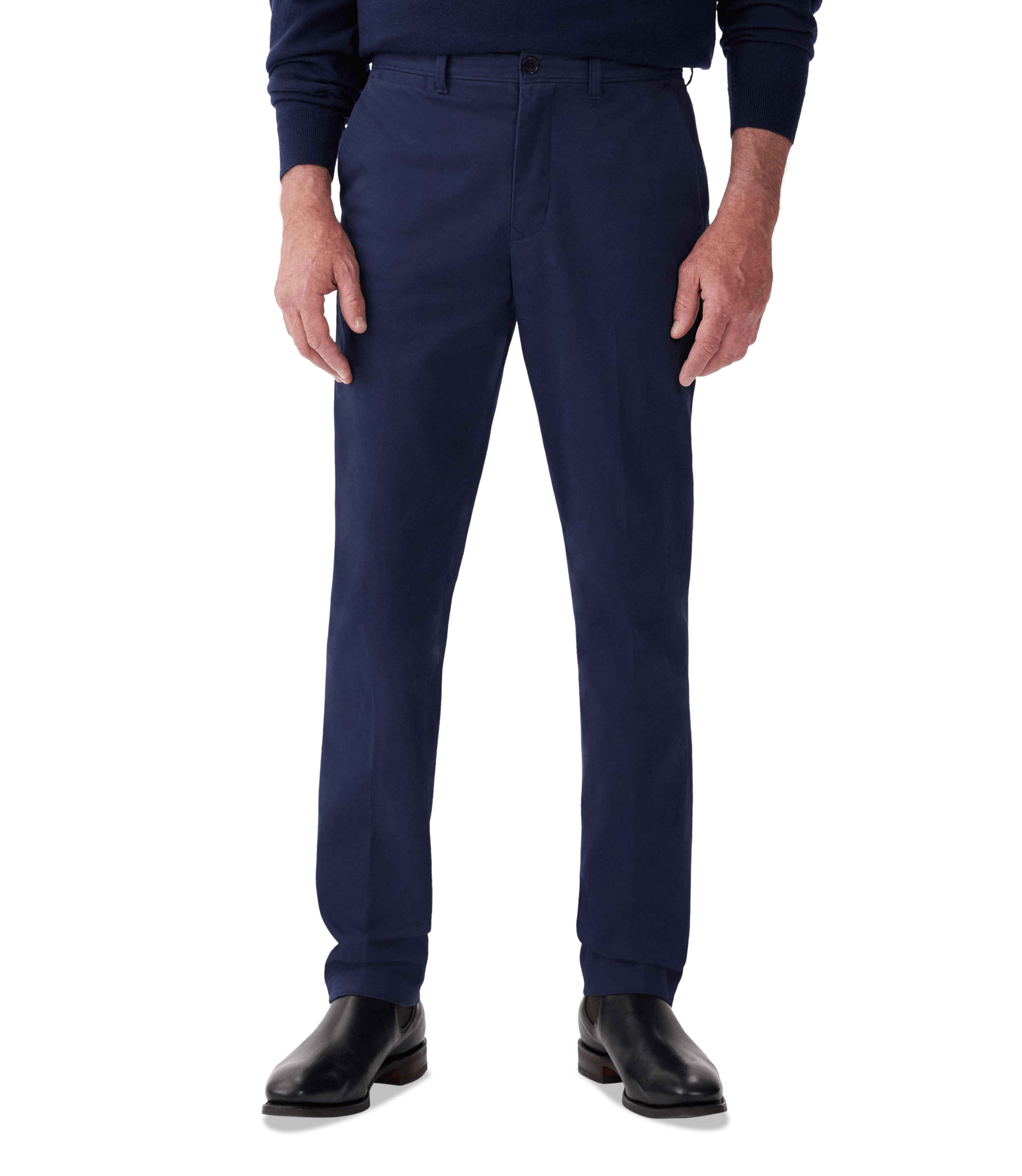 R.M.Williams Berwick stretch cotton chinos in Light Navy – product view two