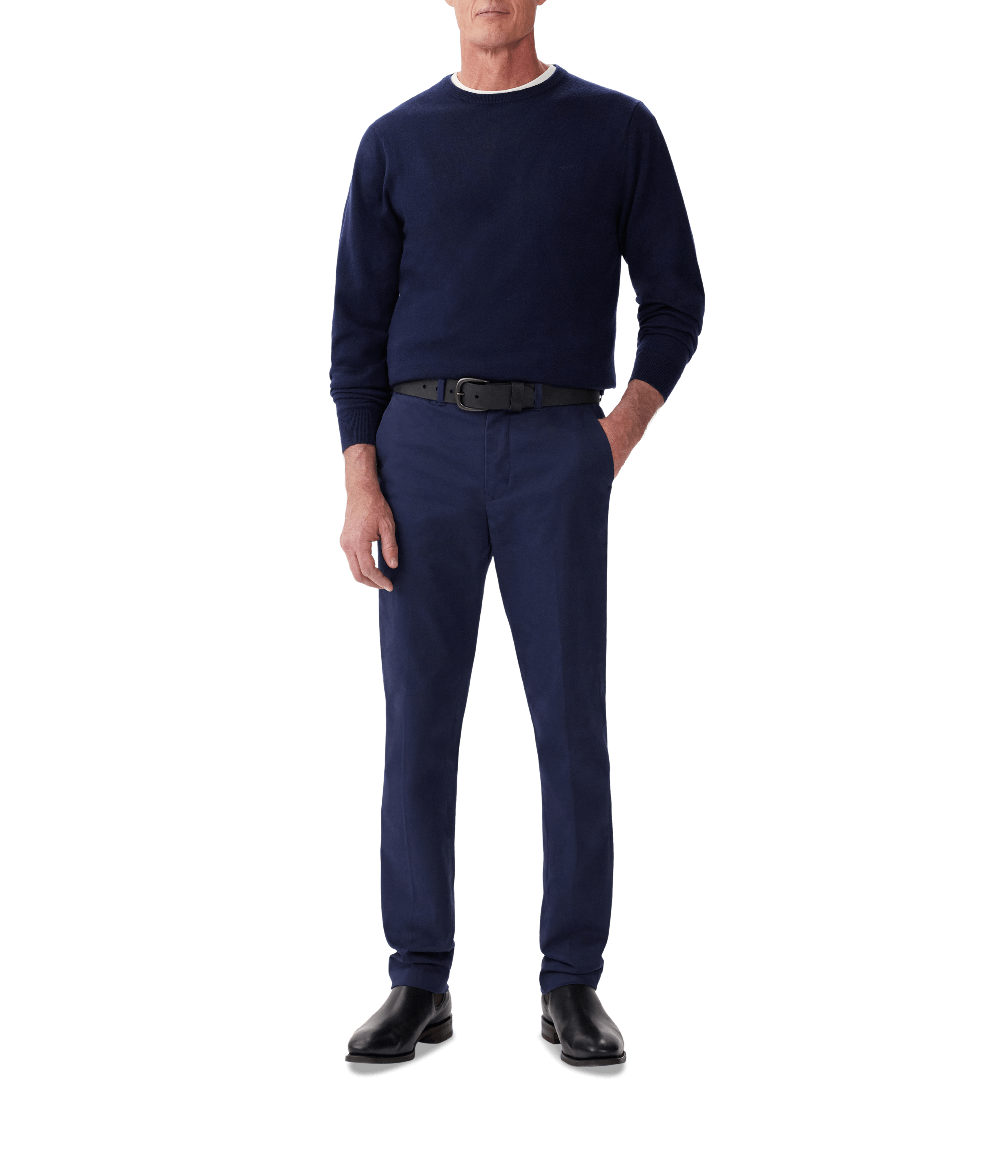 R.M.Williams Berwick stretch cotton chinos in Light Navy – product view three