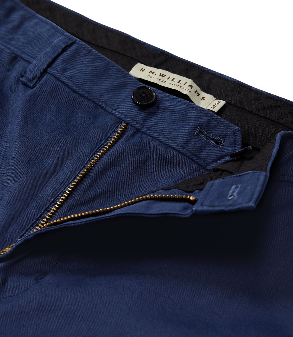 R.M.Williams Berwick stretch cotton chinos in Light Navy – product view six