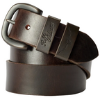 R.M.Williams Drover leather belt in Walnut – coiled product view