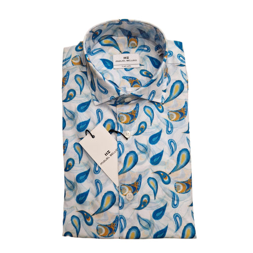 Agate print cotton shirt with multicoloured patterned design