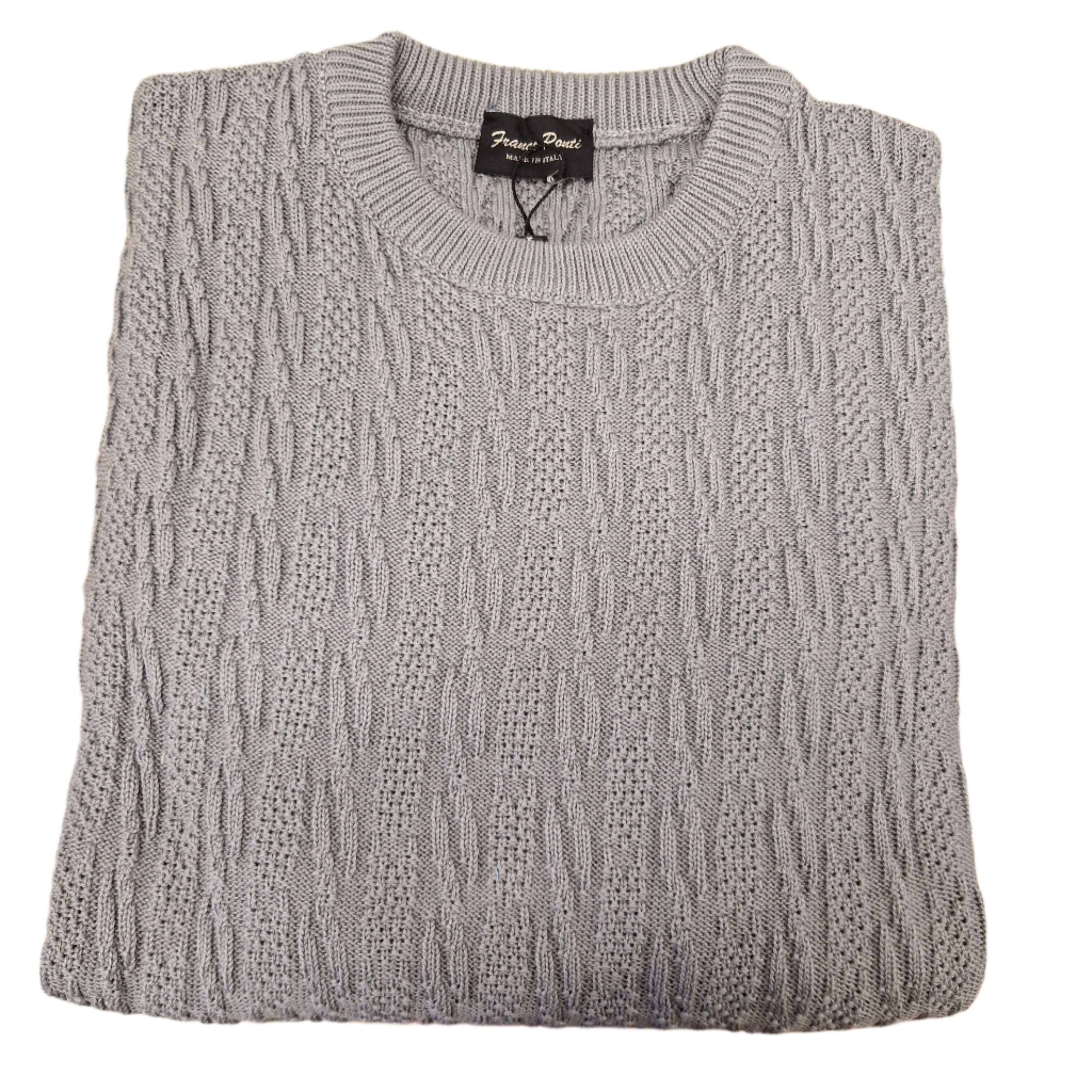Cotton Textured Crew Neck Pullover