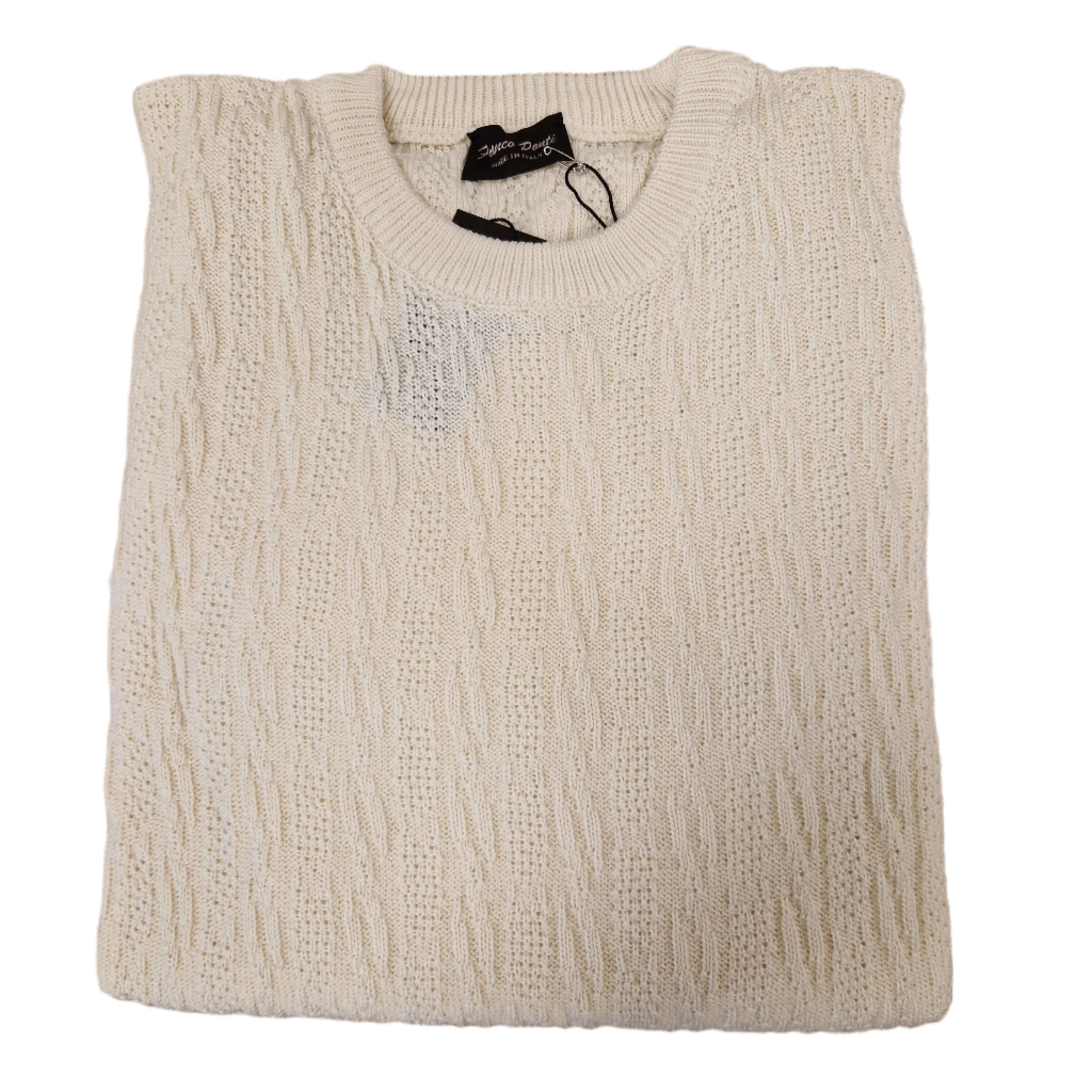 Cotton Textured Crew Neck Pullover