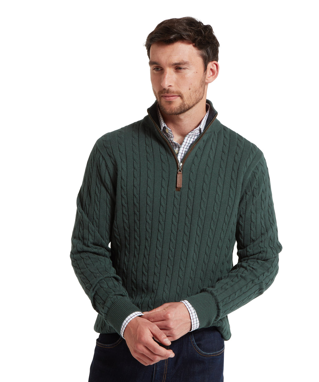 Calton Cotton Cashmere Cable 1/4 Zip Jumper