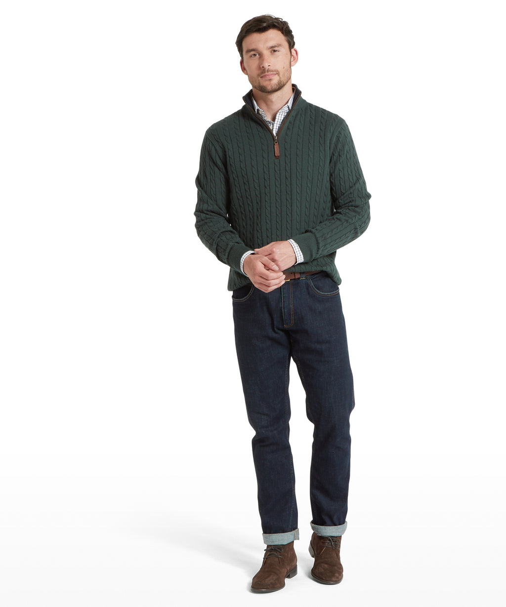 Calton Cotton Cashmere Cable 1/4 Zip Jumper