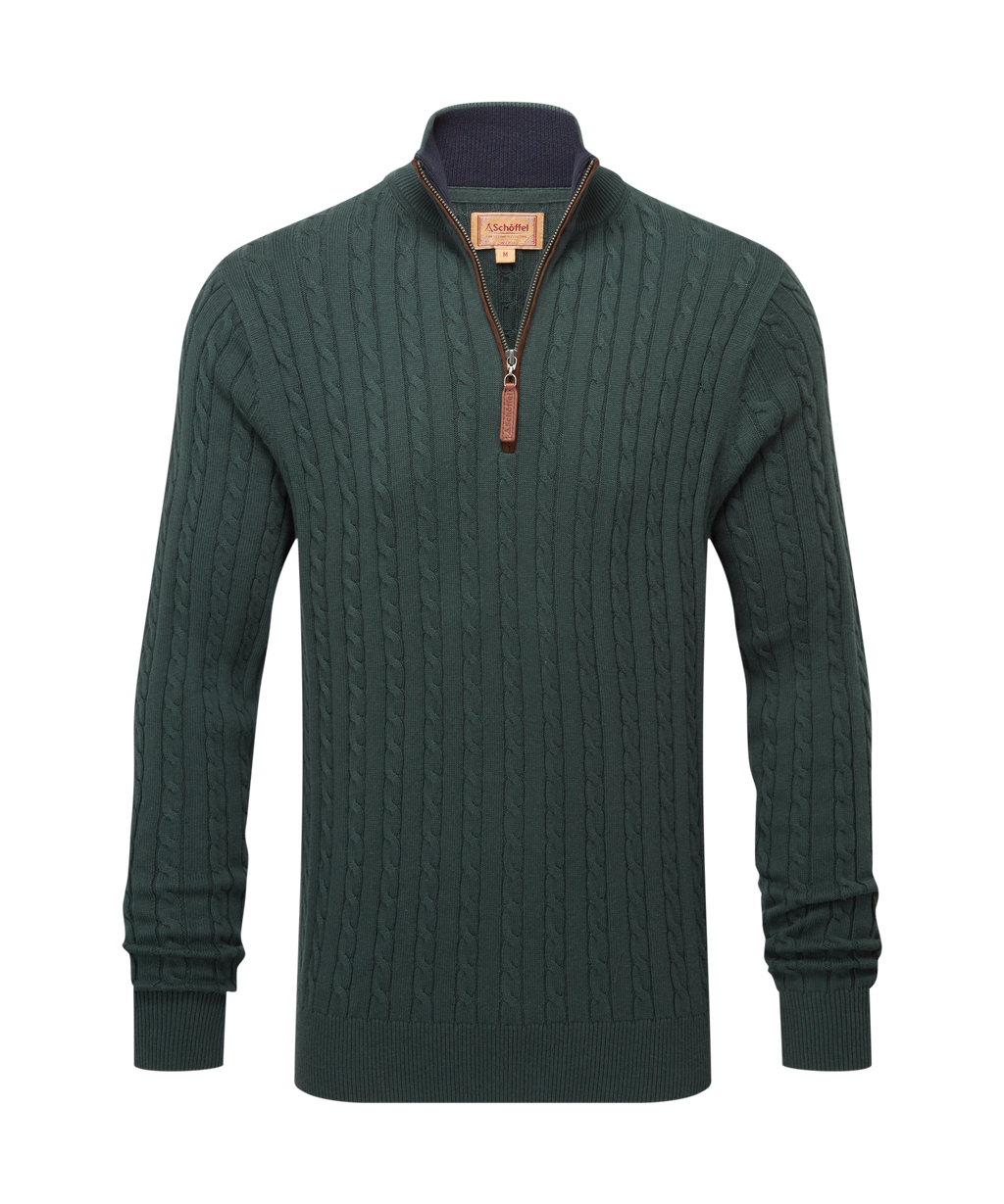 Calton Cotton Cashmere Cable 1/4 Zip Jumper