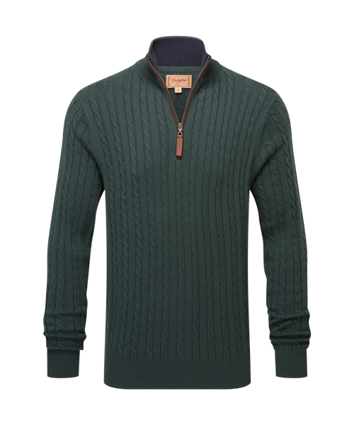 Calton Cotton Cashmere Cable 1/4 Zip Jumper
