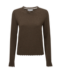 Leyburn pointelle jumper in Chocolate, product front view