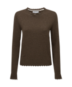 Leyburn pointelle jumper in Chocolate, product front view