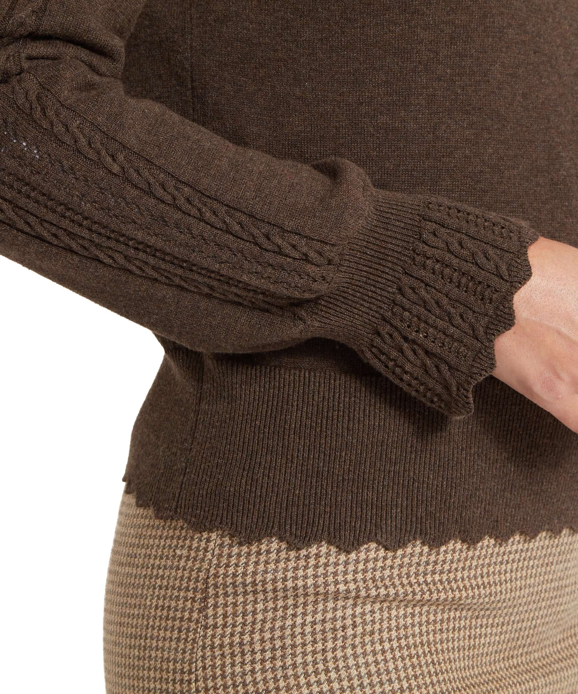 Leyburn pointelle jumper boat neckline and shoulder detail