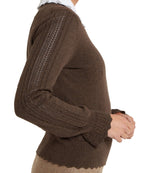 Leyburn Chocolate Pima-cotton jumper worn from the back