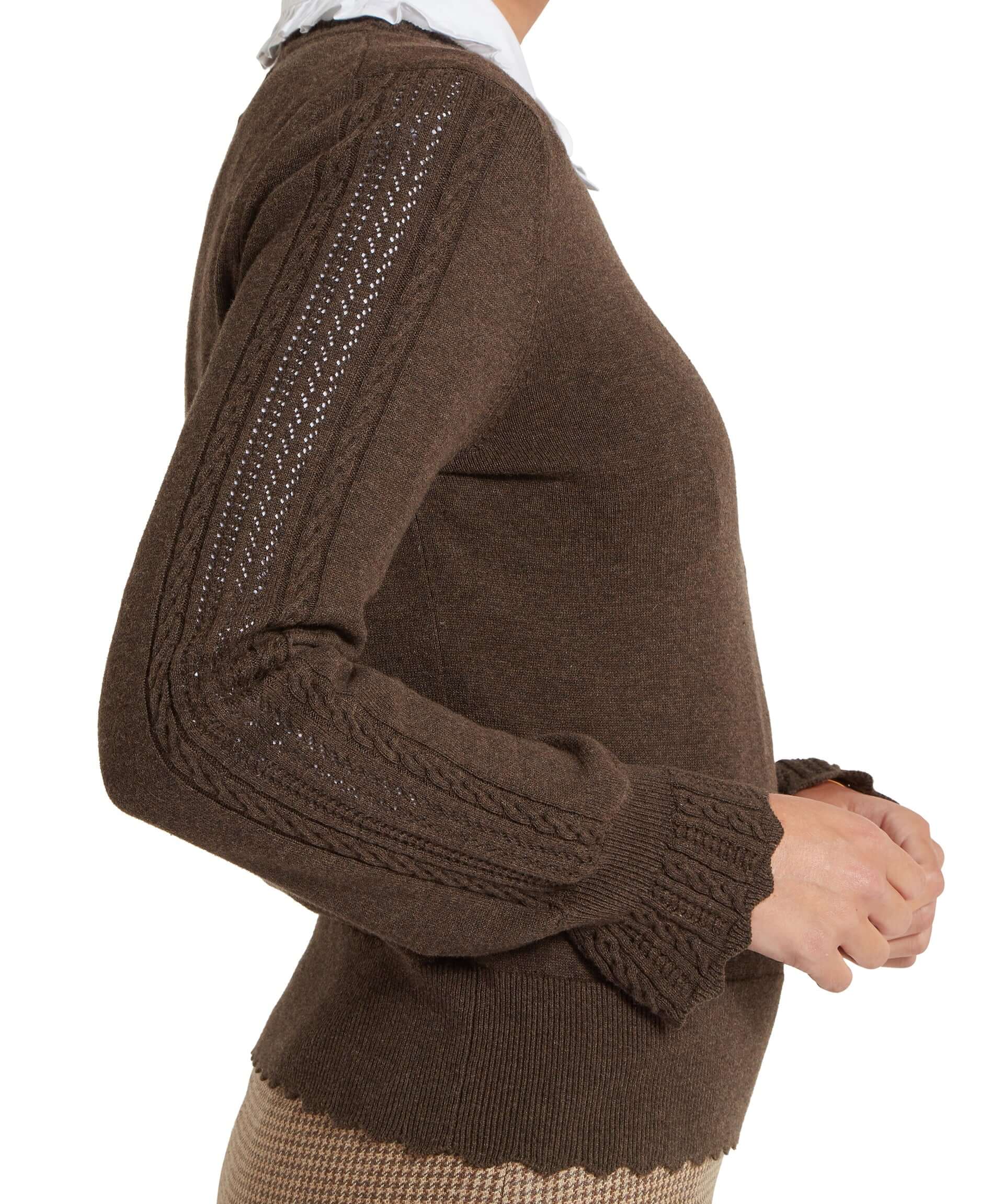 Leyburn Chocolate Pima-cotton jumper worn from the back