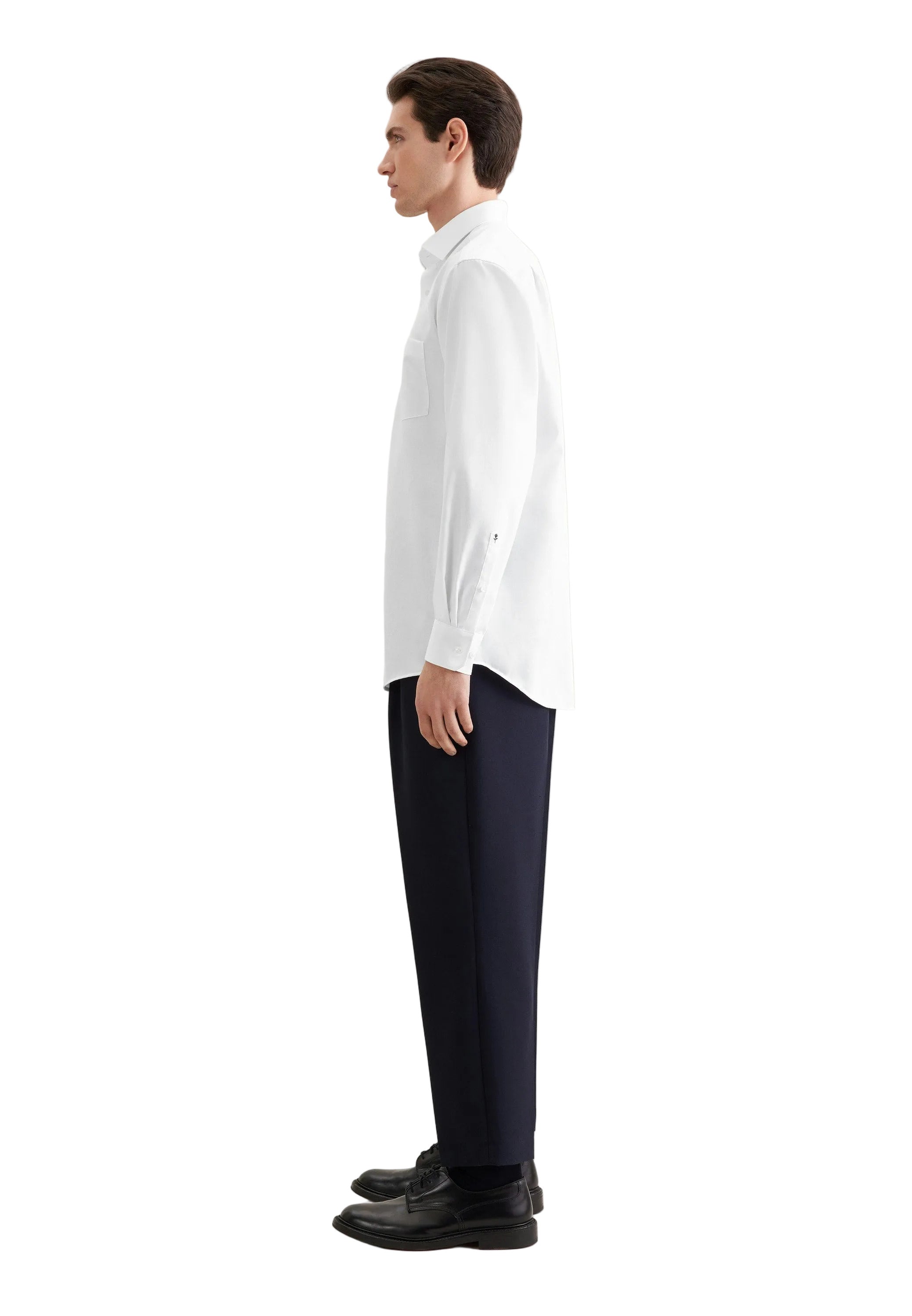 Seidensticker Regular Fit white twill business shirt – side view